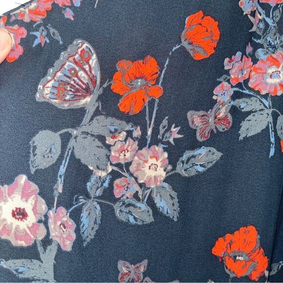 Free People So Fine Navy Floral Smocked Top Gently Loved Sz S - Picture 5 of 11